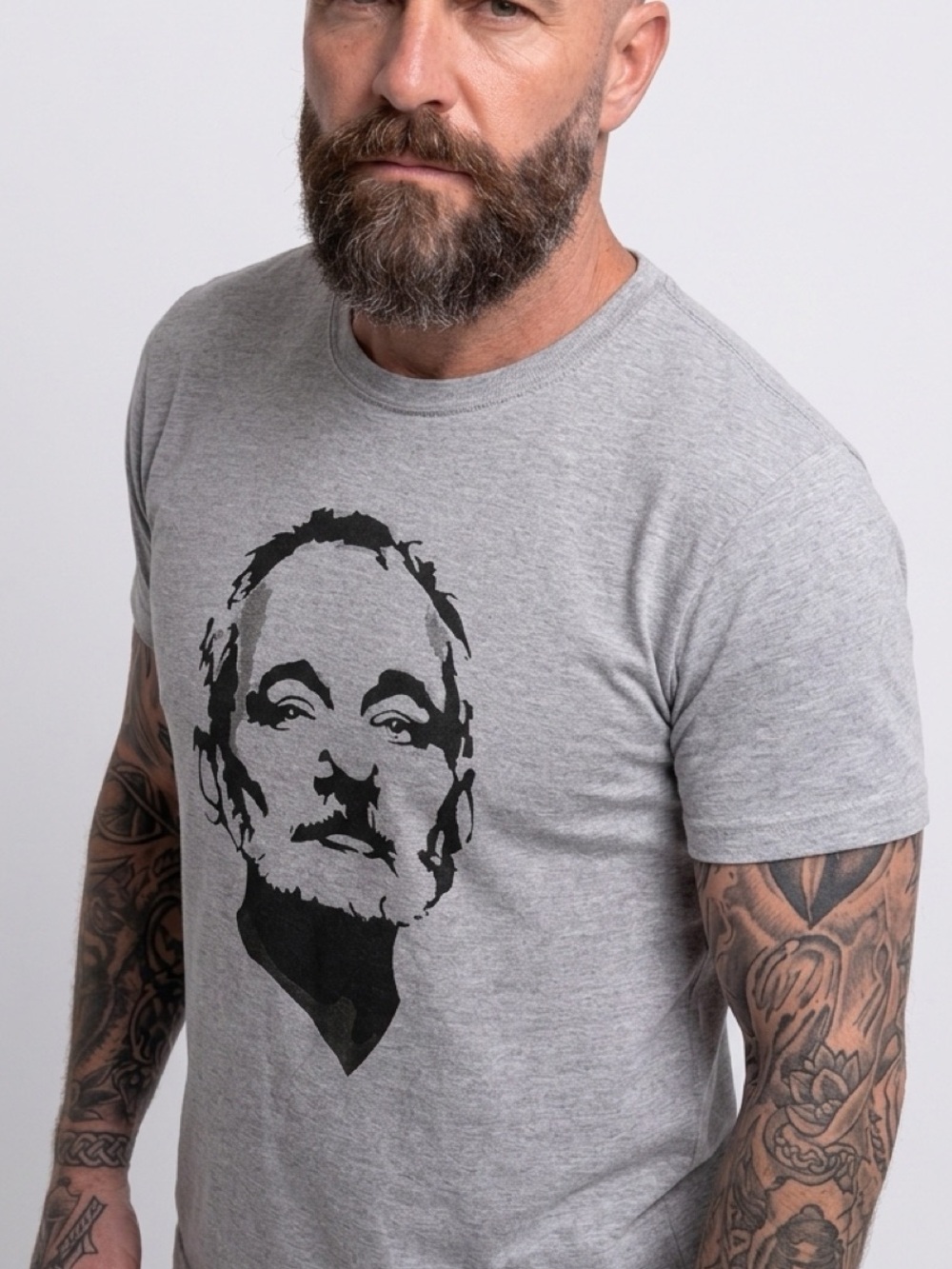 Bill Murray Portrait Graphic Tee Grey Gildan Softstyle Men’s T-Shirt Size L